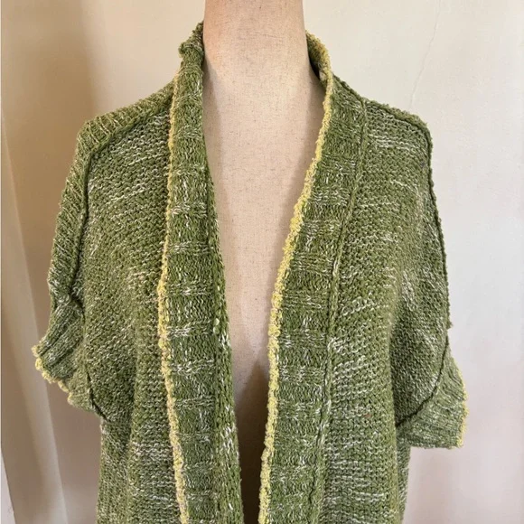Daily Practice Anthro Sz XS/S Green Knitted Open Front Cardigan Casual Studio - Picture 4 of 6